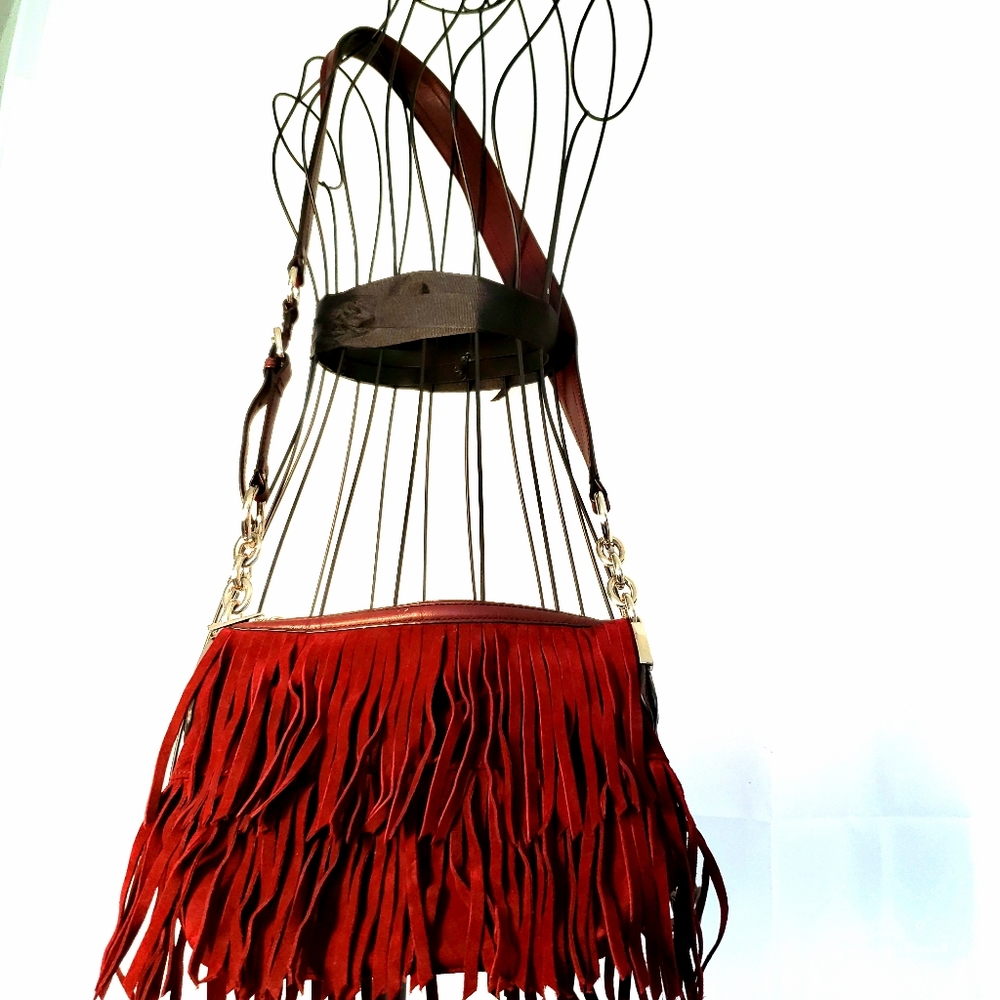 Anne Klein Suede Fringed Crossbody